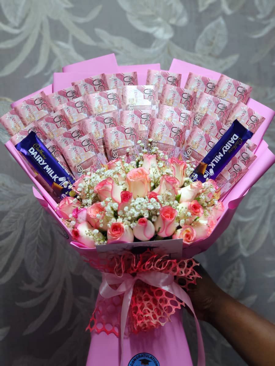 Flat money bouquet  — flowers delivered in Nairobi by Floral Whispers Gifts