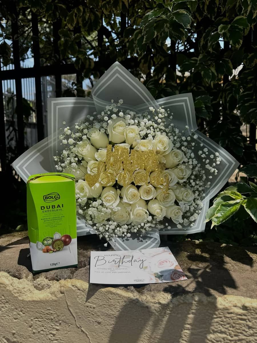 Ivory Elegance  Birthday Rose Bouquet  — flowers delivered in Nairobi by Floral Whispers Gifts