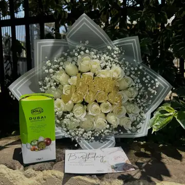 Ivory Elegance Birthday Rose Bouquet — flowers delivered in Nairobi by Floral Whispers Gifts