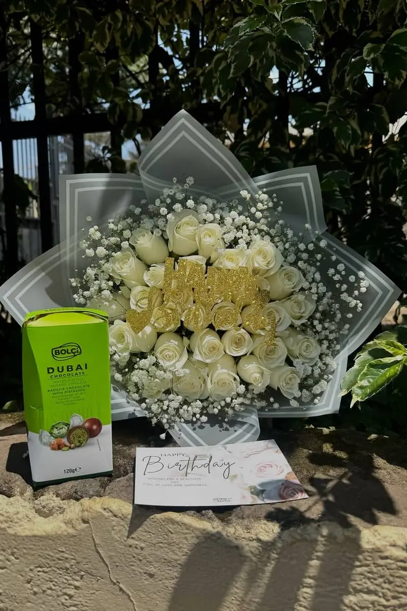 Ivory Elegance Birthday Rose Bouquet - Premium flower delivery Nairobi CBD, Westlands, Karen | Floral Whispers Gifts - Image 1