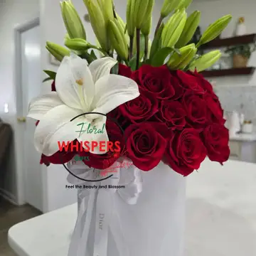 Crimson Lily Hat Box — flowers delivered in Nairobi by Floral Whispers Gifts