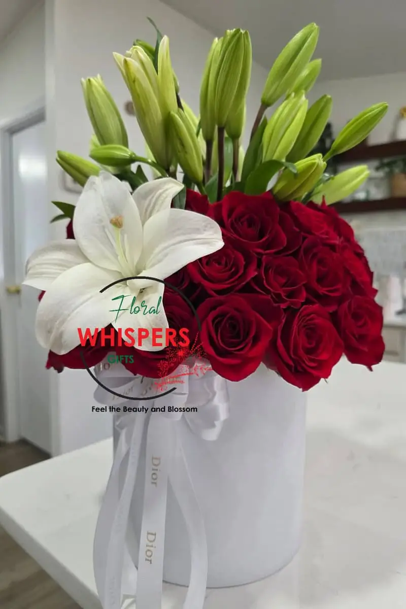 Crimson Lily Hat Box - Premium flower delivery Nairobi CBD, Westlands, Karen | Floral Whispers Gifts - Image 1