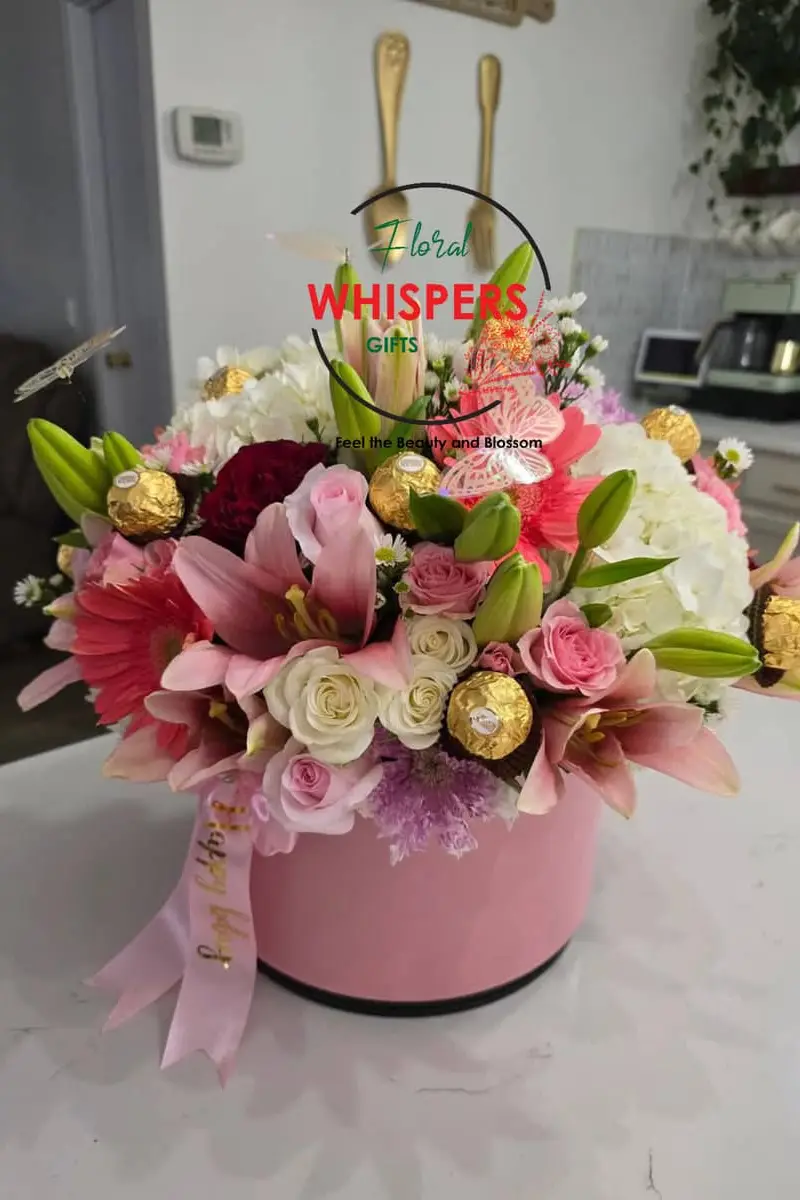 Blush Royale Flowers & Chocolate Hat Box - Premium flower delivery Nairobi CBD, Westlands, Karen | Floral Whispers Gifts - Image 1
