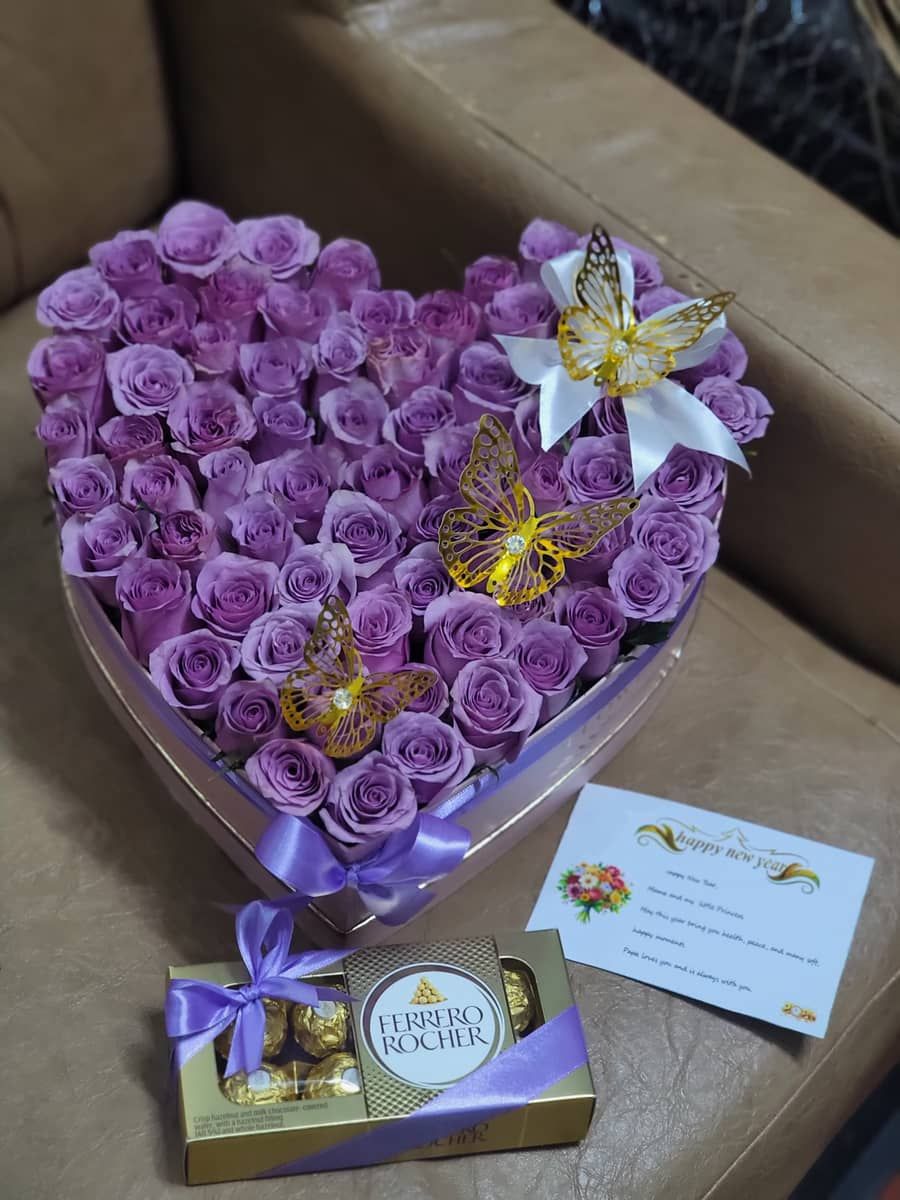 Lavender Rose Heart box   — flowers delivered in Nairobi by Floral Whispers Gifts