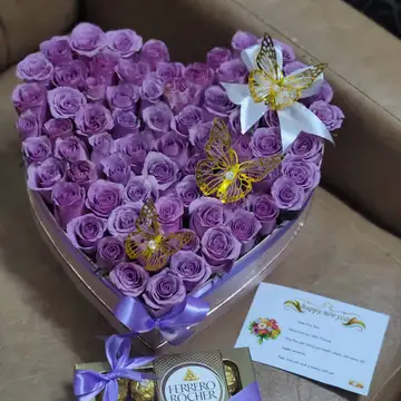 Lavender Rose Heart box — flowers delivered in Nairobi by Floral Whispers Gifts