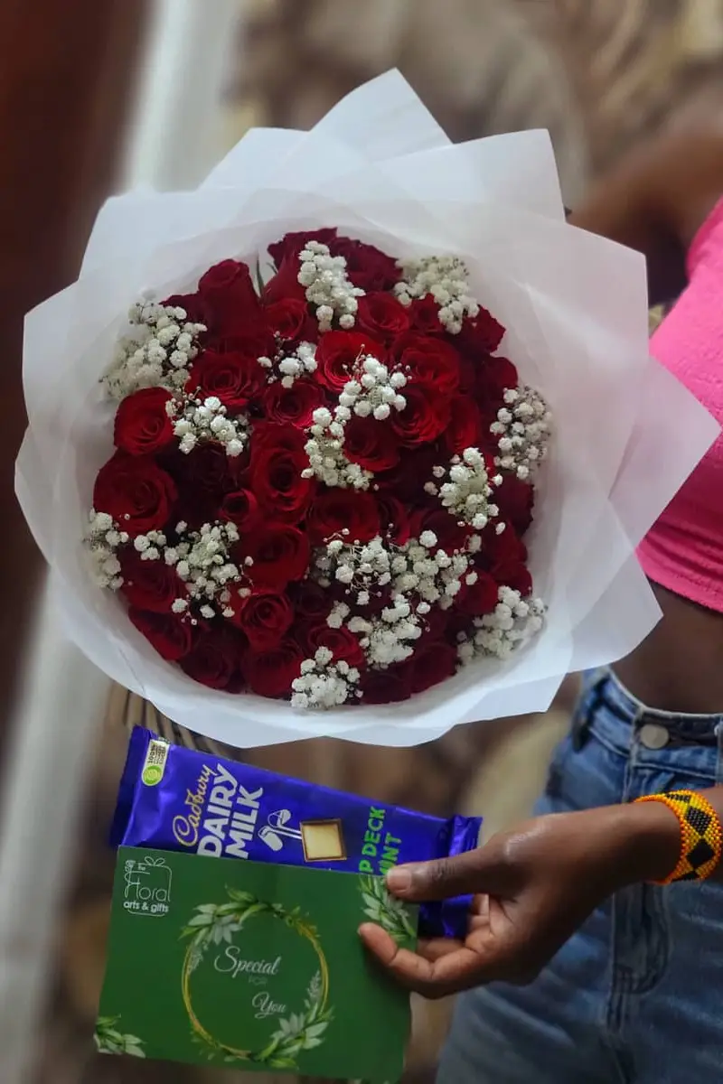 Crimson Love Rose & Chocolate Gift Set - Premium flower delivery Nairobi CBD, Westlands, Karen | Floral Whispers Gifts - Image 1