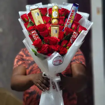 Crimson Indulgence Chocolate Rose Bouquet — flowers delivered in Nairobi by Floral Whispers Gifts