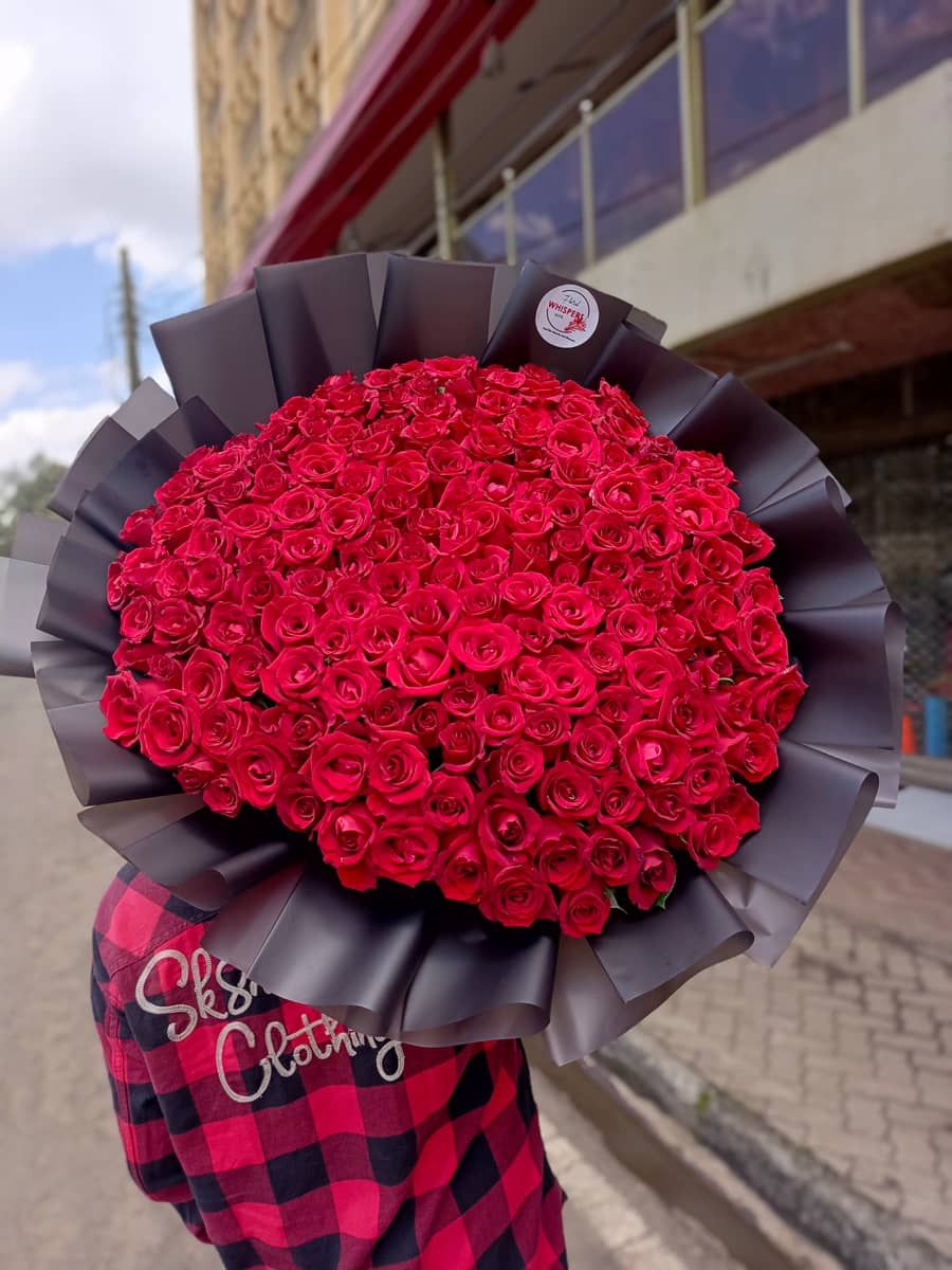 200 Luxury Red Flower bouquet  — flowers delivered in Nairobi by Floral Whispers Gifts