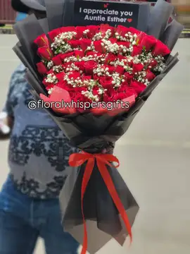 Customized Luxury Red Rose Bouquet with Baby’s Breath – Premium Romantic Flowers Nairobi — flowers delivered in Nairobi by Floral Whispers Gifts