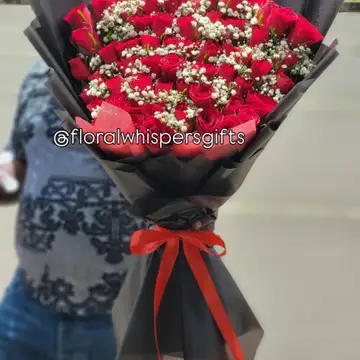 Customized Luxury Red Rose Bouquet with Baby’s Breath – Premium Romantic Flowers Nairobi — flowers delivered in Nairobi by Floral Whispers Gifts