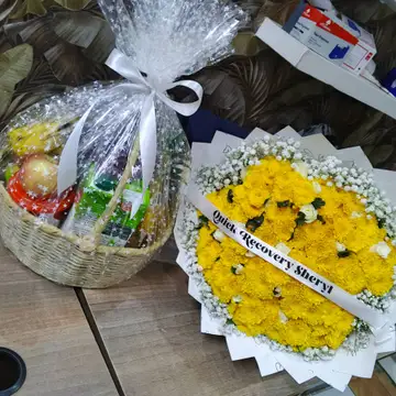 Get well soon fruit basket & Flower bouquet — gift hamper delivered in Nairobi by Floral Whispers Gifts