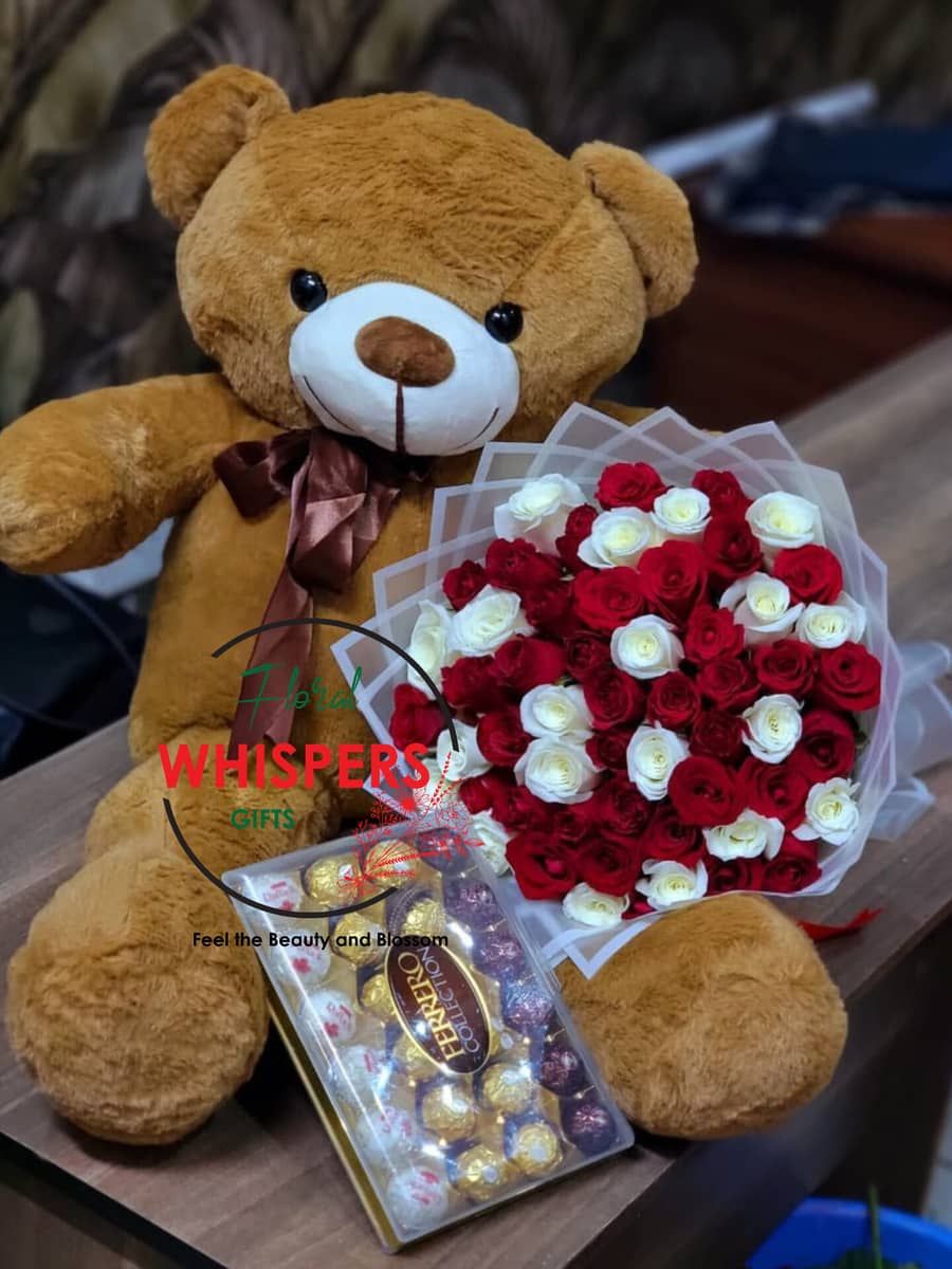 Cuddle & Roses Delight Set — gift hamper delivered in Nairobi by Floral Whispers Gifts